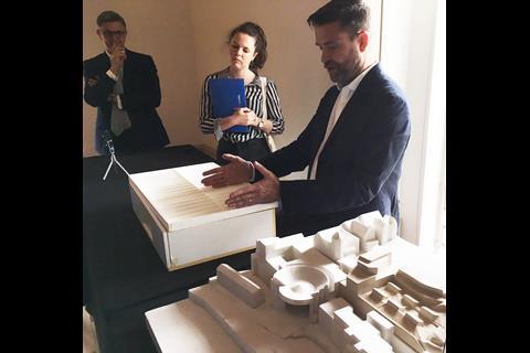 Jamie Fobert explains his Tate St Ives project at a press conference this week, watched by the gallery's executive director Mark Osterfield